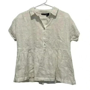 Tahari White Peplum Button Top